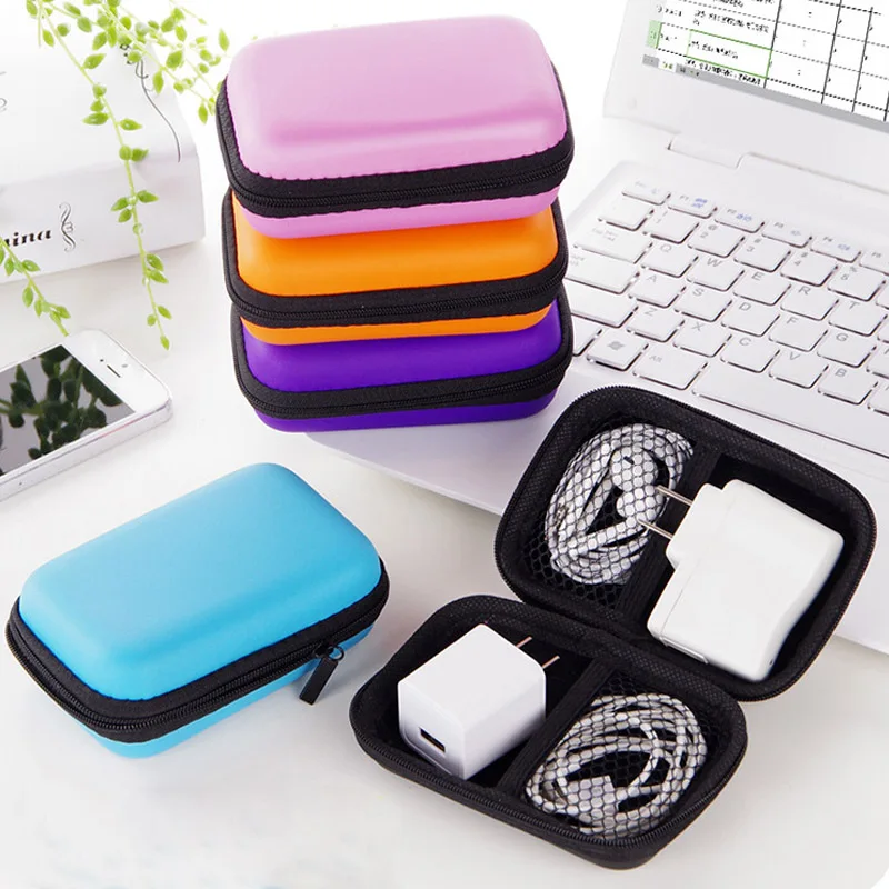 Headphones Storage Box USB Hard Case Earphone Bag Key Coin Bags Waterproof SD Card Cable Earbuds Holder Box round square shape