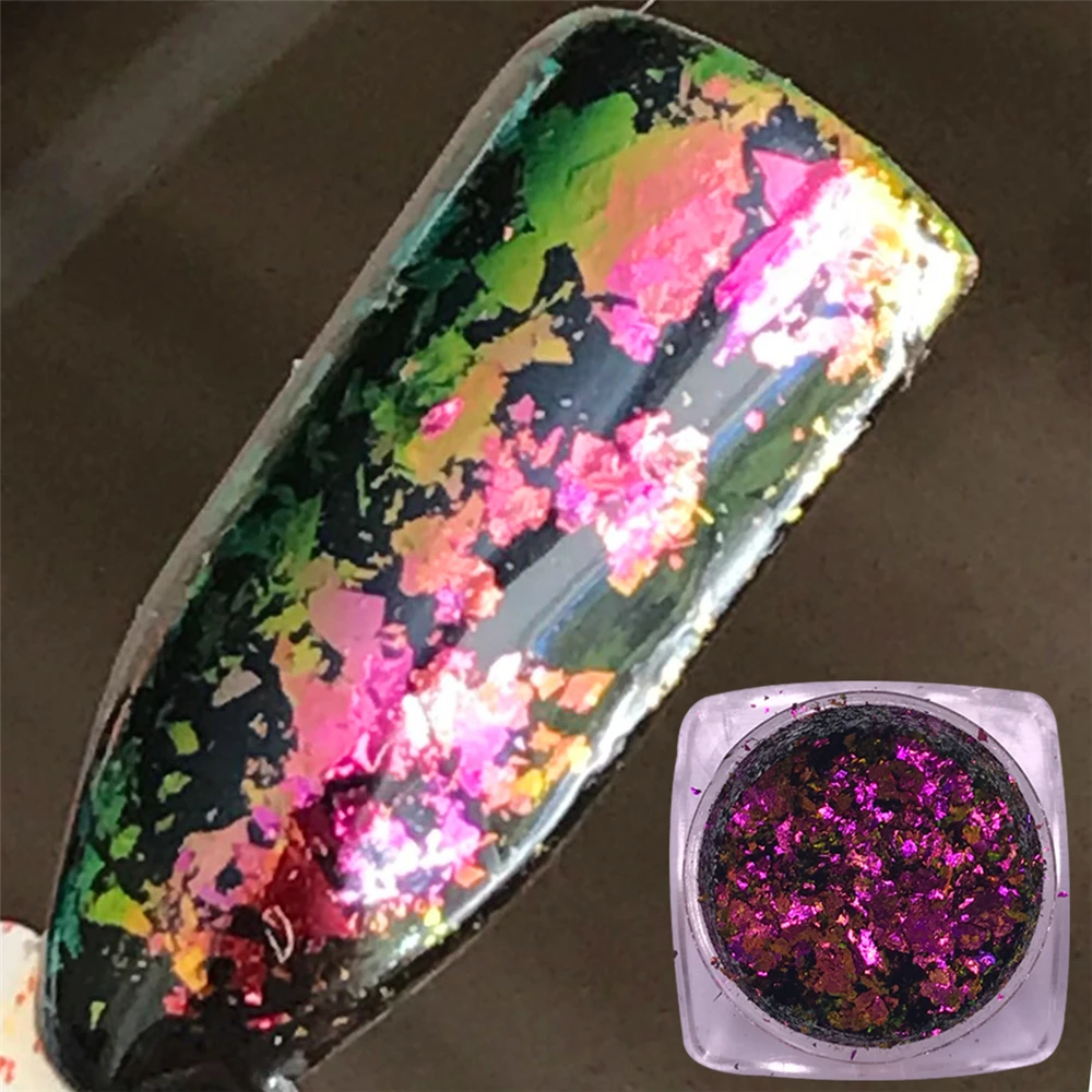 

1 Box Irregular Chameleon Nail Flakies Sequins 0.2g Colorful Paillette Powder Tips for Manicure Nail Art Decoration