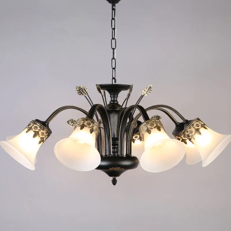 Современная стеклянная люстра для спальни столовой кухни черного и золотого