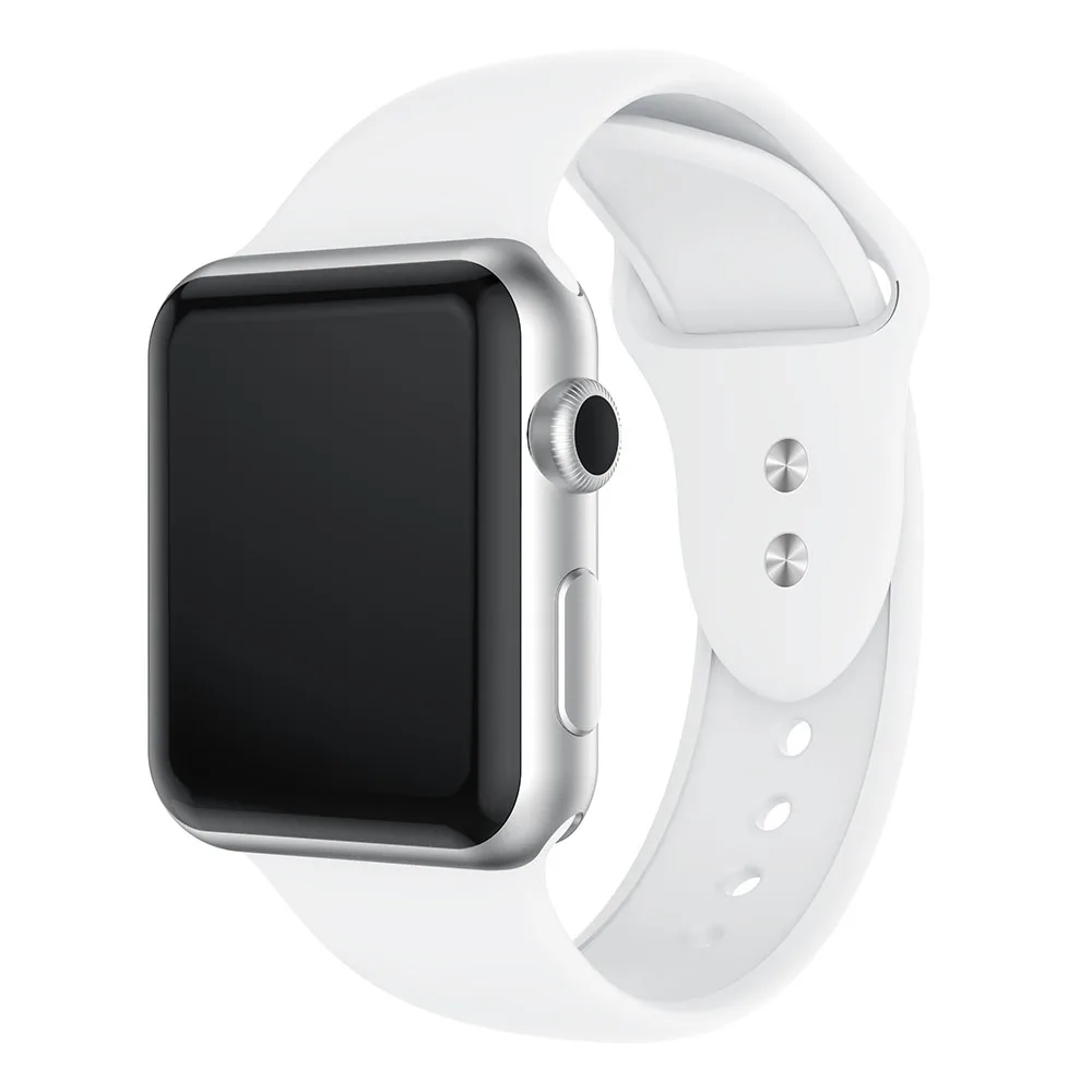 Спортивный ремешок для Apple Watch Band 38 мм 40 мм 42 мм 44 мм с двойной пряжкой резиновый силиконовый ремешок IWatch для Apple Watch Series 4 3 2 1 - Цвет ремешка: White