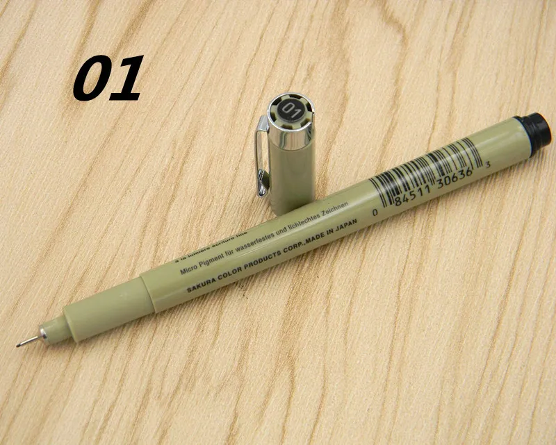 Pigma Micron sakura, графический дизайн, ручка finliner 005 01 02 03 04 05 08, ручка, кисть для рисования, художественные маркеры - Цвет: 01