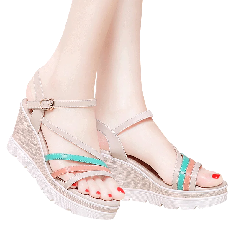 MOOLECOLE Women's Summer Popular Buckle Strap Sandals Students Shoes Heel Height 8.3CM Size EUR35-39 Model 70112 | Обувь