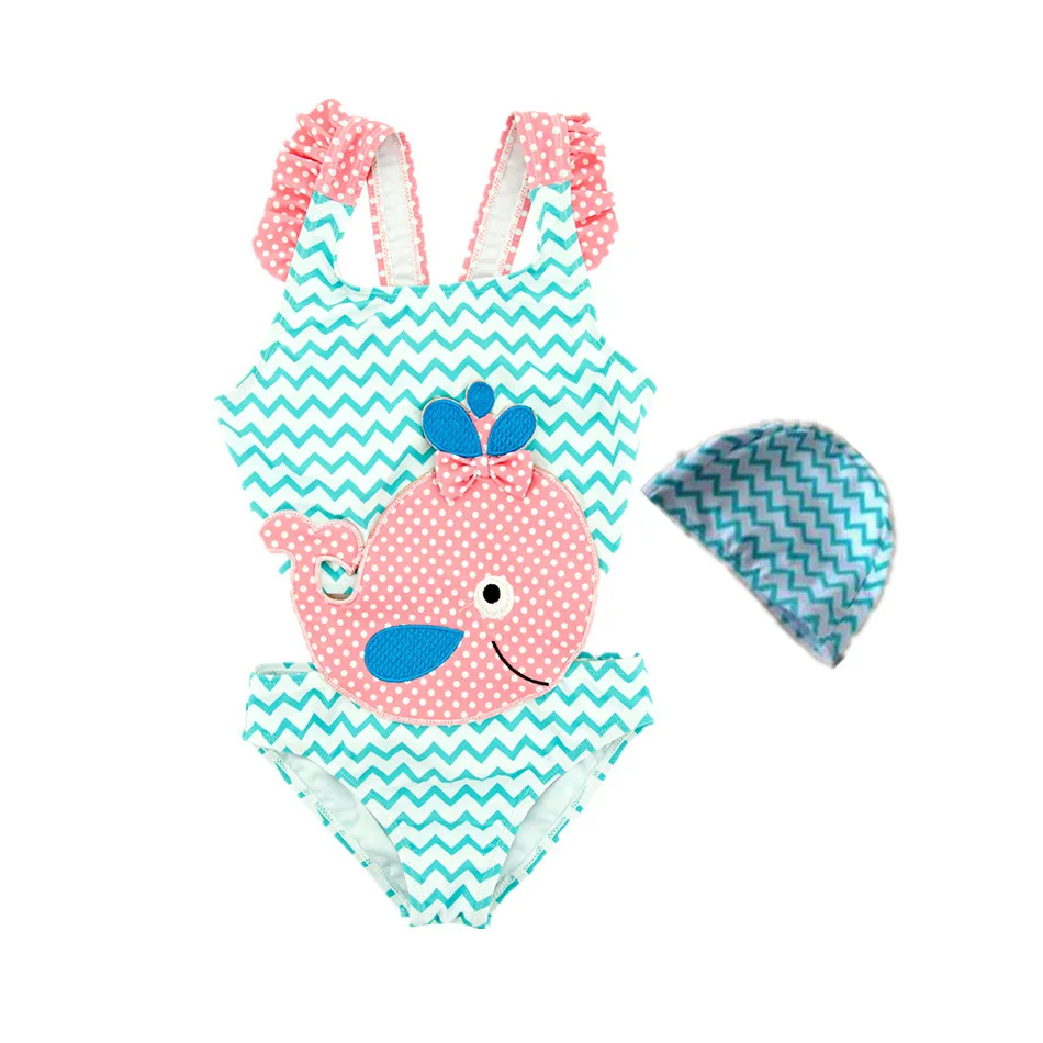 Купальник для маленьких девочек мультяшный купальник шапки Пляжное бикини