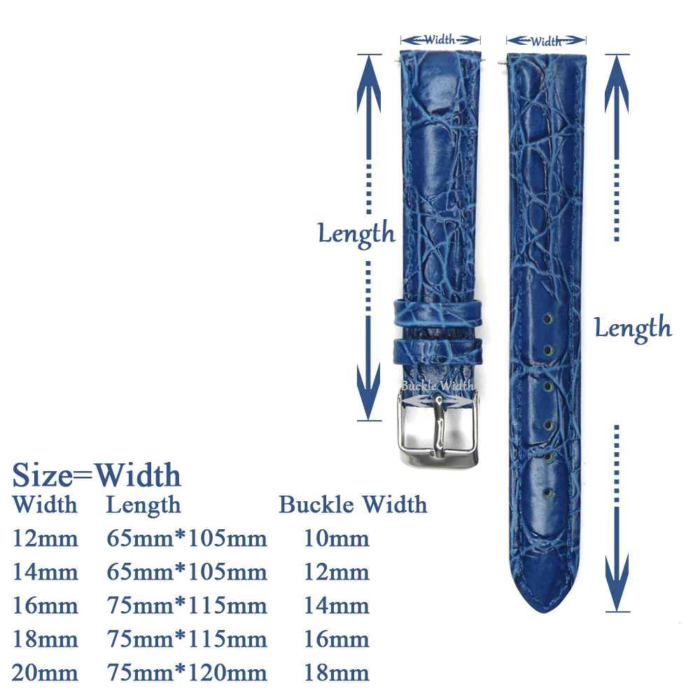 Ремешок кожаный для часов браслет из натуральной кожи с пряжкой нержавеющей