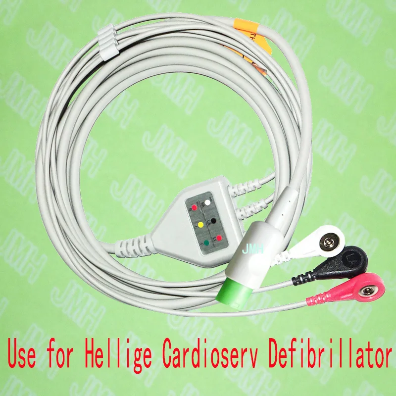 

Compatible with 10pin Hellige Cardioserv defibrillator ECG Machine the one-piece 3 lead cable and snap leadwire,IEC or AHA.