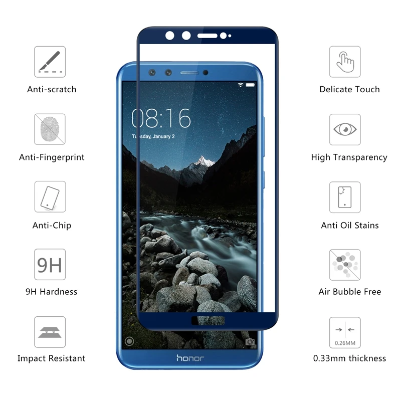 Полное покрытие протектор экрана для Huawei Honor 9 10 облегченное закаленное стекло на