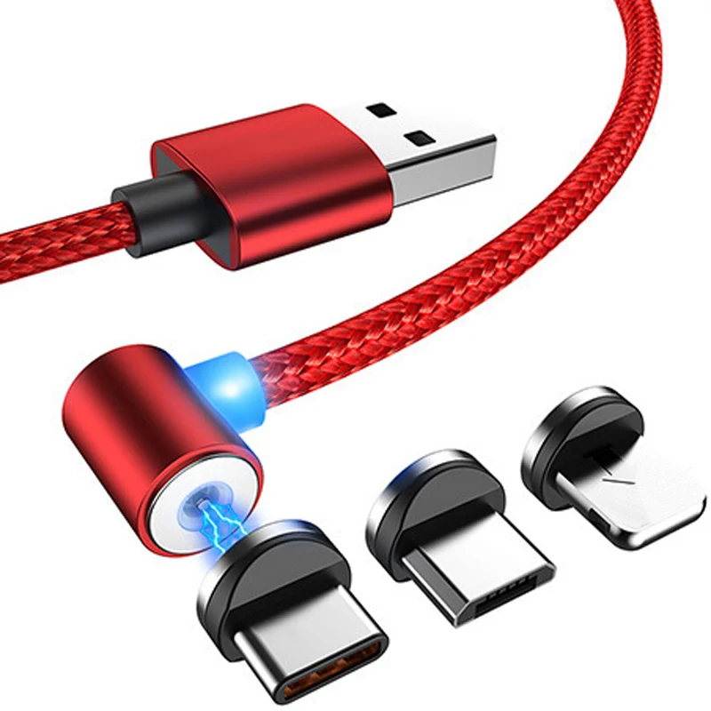 Красный Магнитный кабель, 1 м, зарядный кабель Micro usb type C для iPhone, samsung, Xiaomi, USB-C, магнитный кабель для зарядки и передачи данных - Цвет: Красный