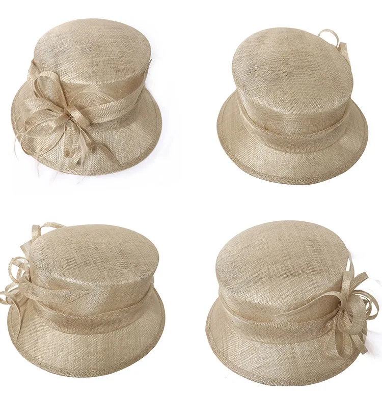 FS Королевский синий хаки леди Sinamay Hat Fascinators для свадьбы Для женщин мягкая фетровая шляпа с широкими полями Топ церкви цветок Кентукки шляпа котелок