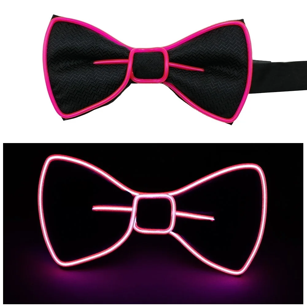 Неоновый светящийся галстук-бабочка светодиодный галстук для рождества дня