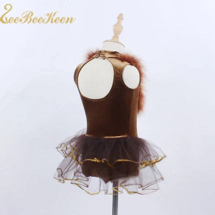 Adult Professional Ballet Dress Party Brown villi Sleeveless Stage Performance Show Tutu Dance For Girl Women | Тематическая одежда
