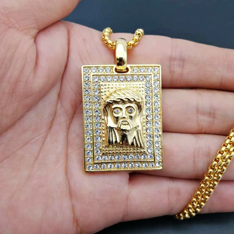 Панк Золотая голова Иисуса микро подвески ожерелья ювелирные изделия из