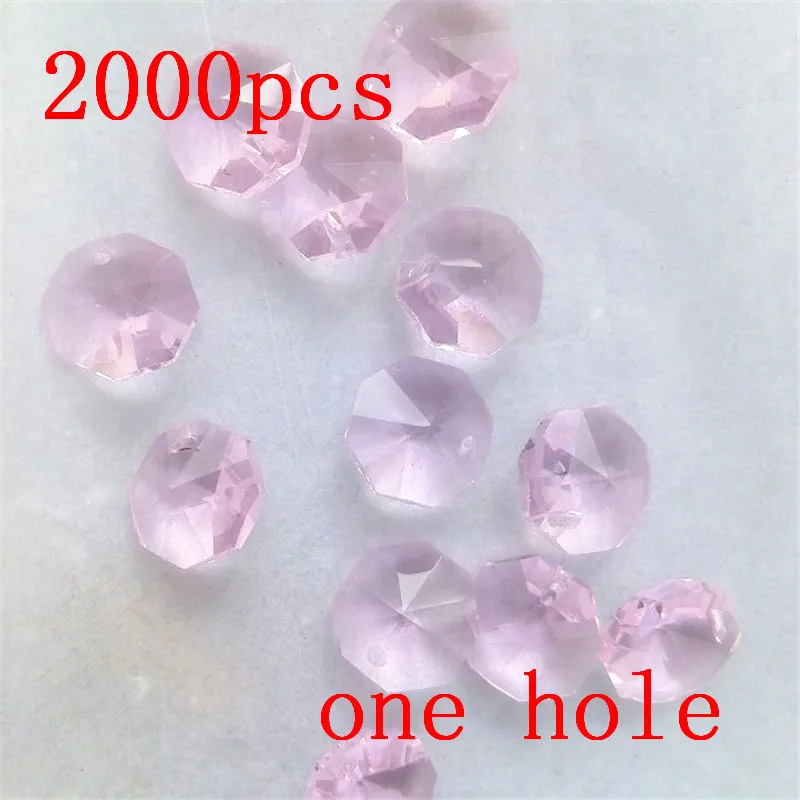 Природа 2000 шт./лот одно отверстие 14 мм розовая стеклянная призма Восьмиугольные