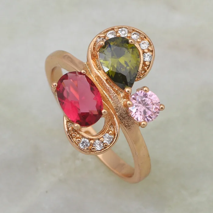 Рождественский Розовый Зеленый Белый Цирконий кольцо для Женская мода jewelry из