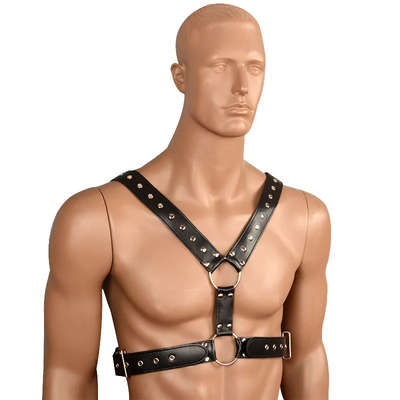 Черный мужское Сексуальное белье Ночное кожаный регулируемый нагрудный ремень