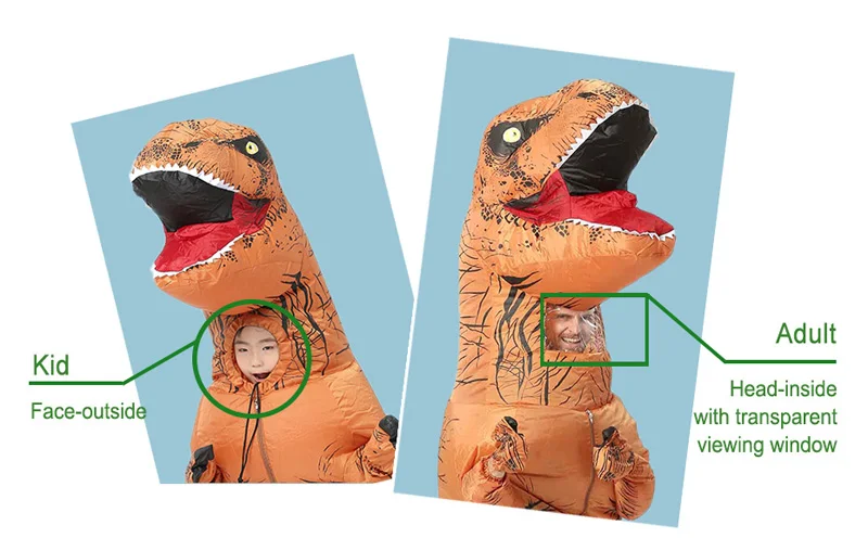 JYZCOS взрослый T REX надувной костюм динозавра Хэллоуин партии Косплей Костюм для женщин мужчин детей Карнавальный костюм