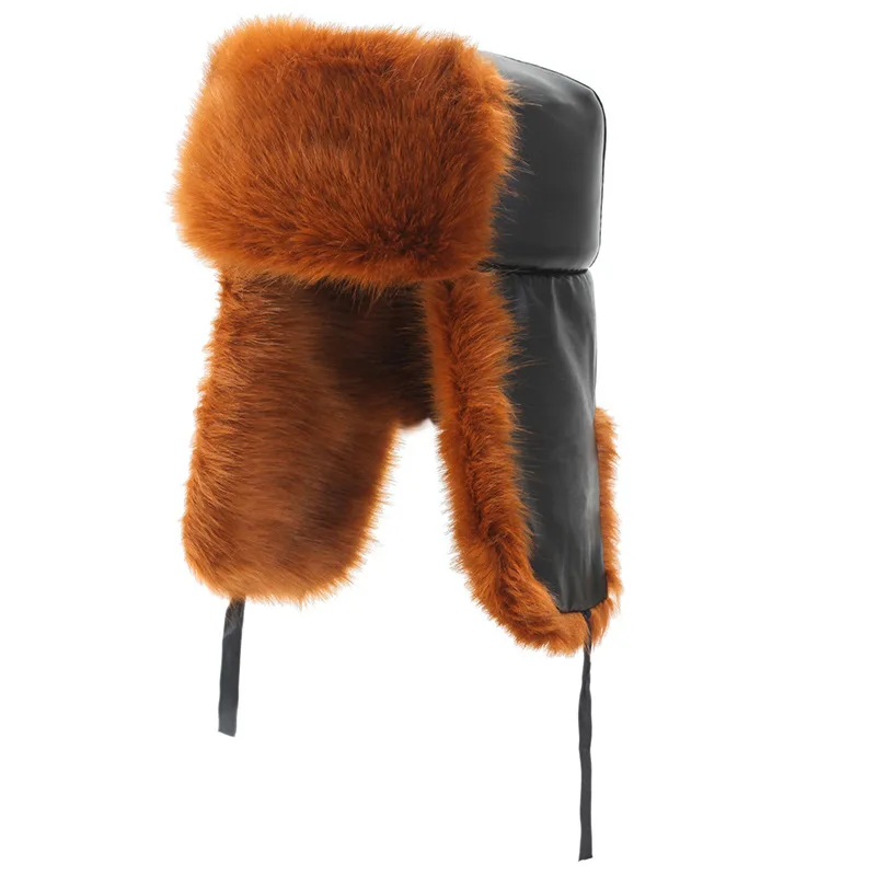 Adult Winter Warm Lei Feng Hat Men's Leather Ear Protection Hat Man Lady Winter Cap Ear Bomber Hats Warm Hat