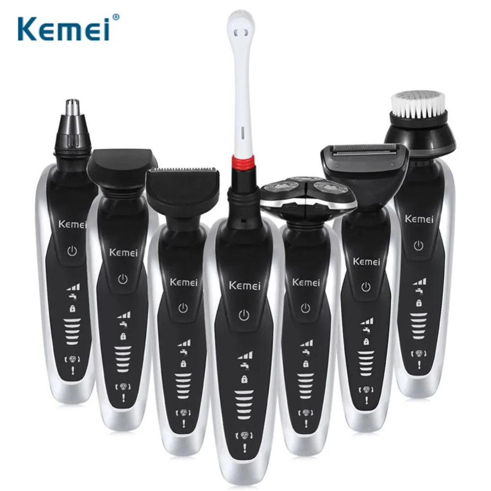 Kemei KM-8867 7 в 1 3D электробритва для мужчин беспроводной триммер для бороды перезаряжаемый станок для бритья Barbeador бритва