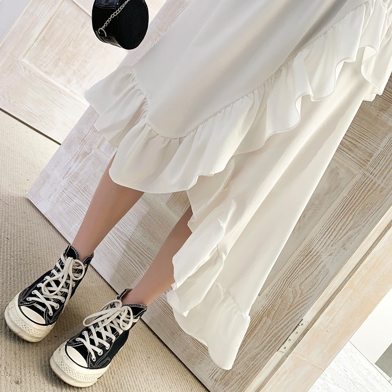 Женская длинная юбка с неровными оборками эластичной талией для пляжа на лето 2019