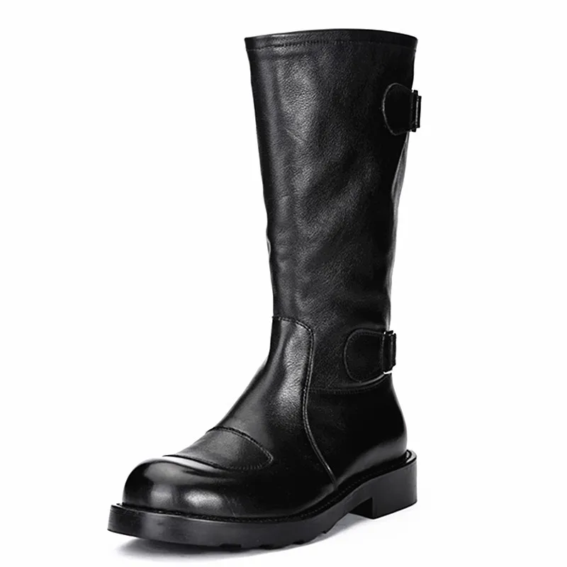 Высокие сапоги В рыцарском стиле с двойной пряжкой на молнии в ковбойском модные