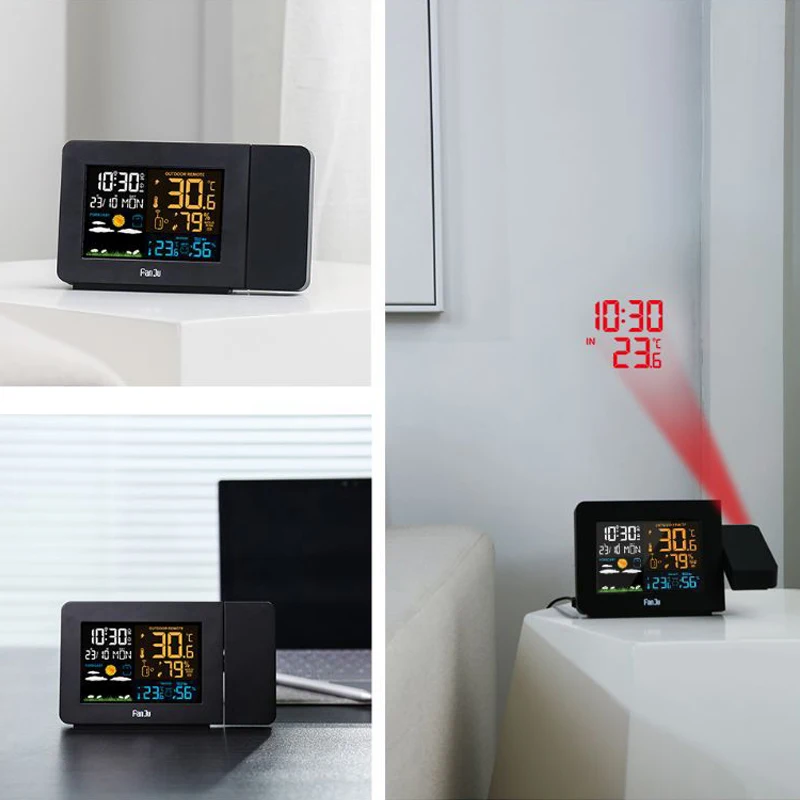 Wireless Weather Station Color Thermometer Forecaster Always On 12/24 Hours Projection Clock Humidity Meter With Remote Sensor | Дом и сад