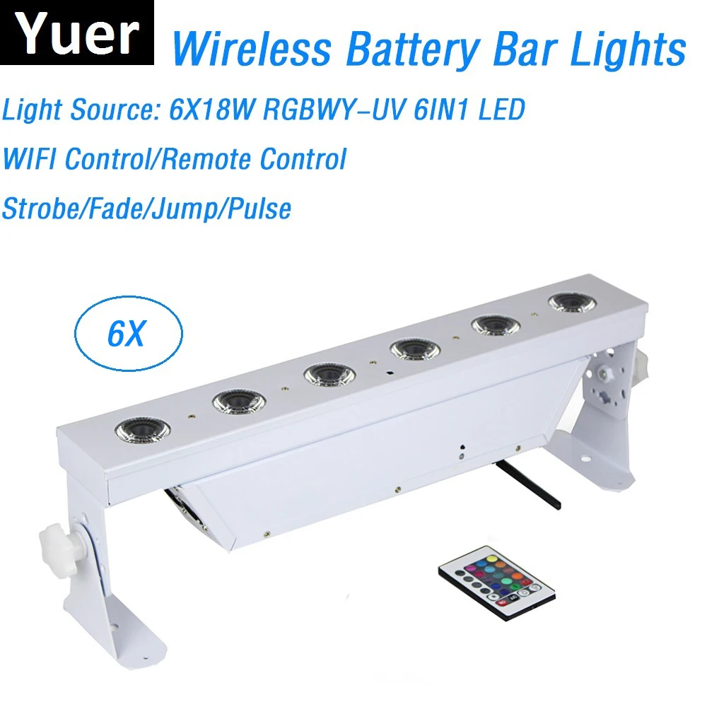 Дистанционное управление/Wi-Fi DMX Uplights высокая яркость 6X18 Вт RGBWY-UV 6 в 1 фонарь для