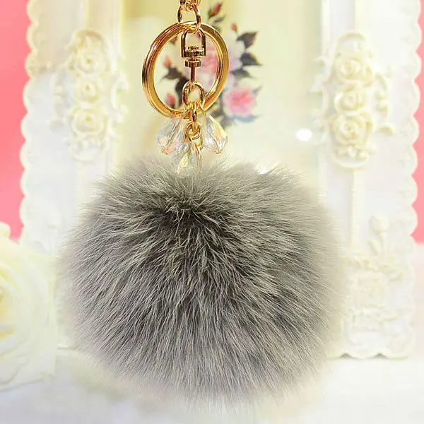Высота каблука 10 см помпон Пушистый Большой натуральный Лисий Мех брелок для