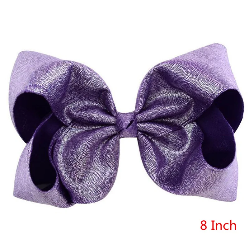Purple 1 Новинка, 8 дюймов/4 дюйма, для больших девочек, эксклюзивный бант для волос, заколки для волос, милые аксессуары для волос, детские заколки с бантом, специальный головной убор - Цвет: Purple 1