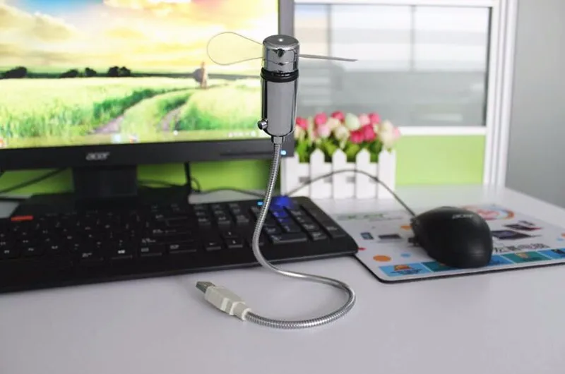 Ручной мини-часы-вентилятор USB Гибкий s-образный дизайн Дисплей в режиме реального времени светодиодный ночной Светильник световой офисный стол Питание ноутбук стационарного персонального компьютера