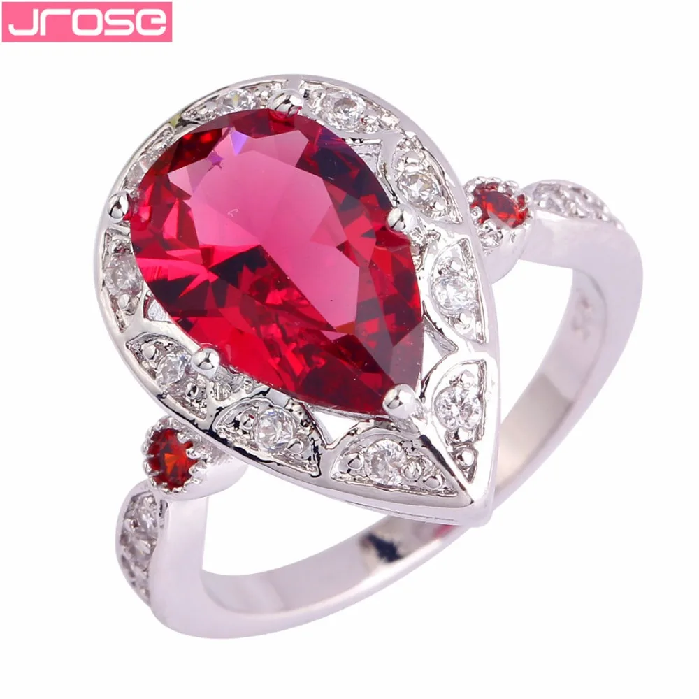 Jrose модное серебряное кольцо в виде капель с красным розовым фиолетовым и белым