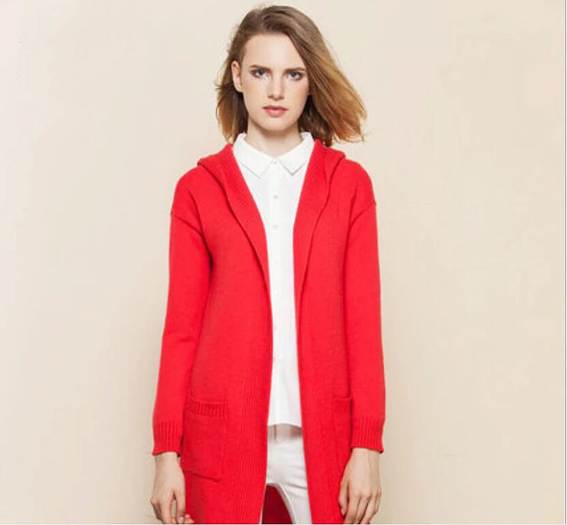 Cashmere Sweater Women Brown Red Khaki Gray Blue Cardigan hood Turtleneck Solid Natural Fabric High Quality Free Shipping |