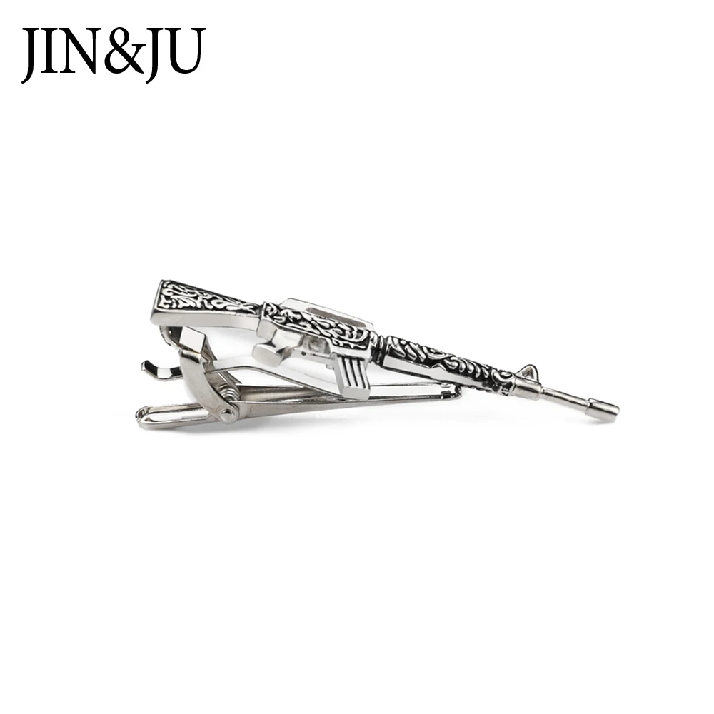 

JIN&JU Metal Gun Necktie Tie Clips Pin Tie Bar for Mens Hot Sale Silver Color Gun Tie Bar Man Suit Clasp Clips Drop Shipping