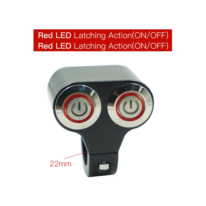 22mm-Latching(R) 22 мм 25 мм руль мотоцикла переключатели ATV мотороллер фара опасности тормозной противотуманный светильник переключатель ВКЛ-ВЫКЛ двойной переключатель управления - Цвет: 22mm-Latching(R)