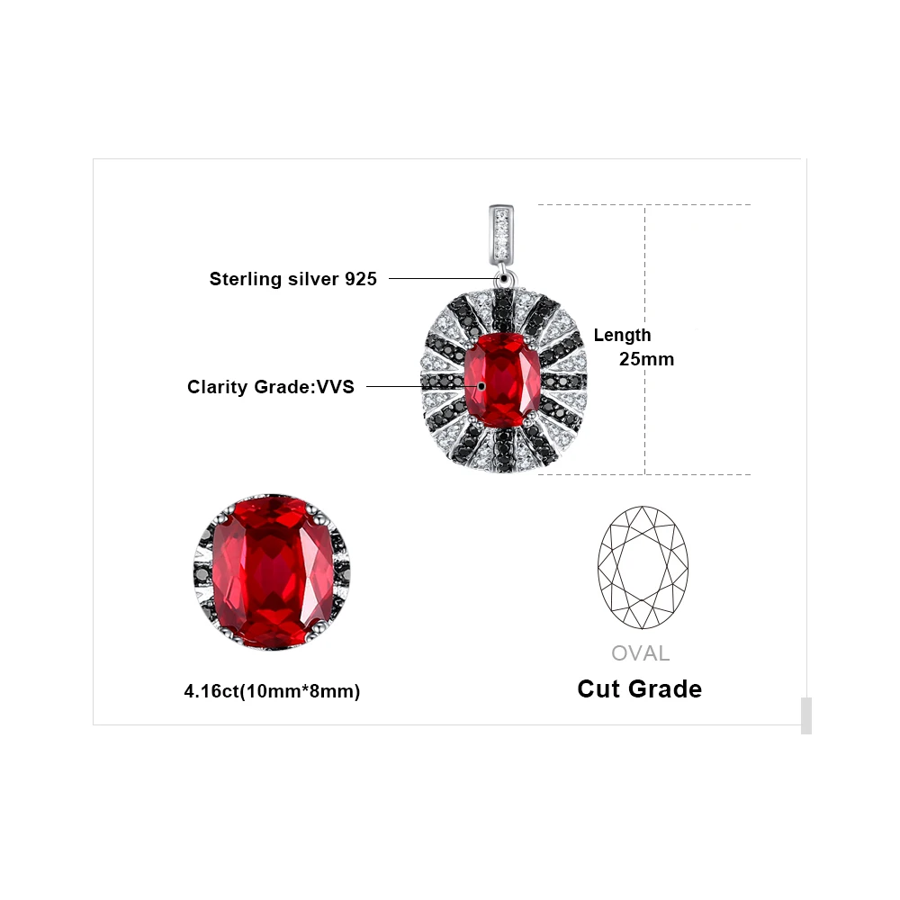 Jewelrypalace Роскошные 6ct создан Красные Рубины натуральный черный шпинелей
