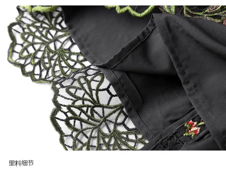 European Plus Size Vintage Dress Summer Party Homecoming Women Exquisite Embroidery See Through Lace Patchwork Dress Slim