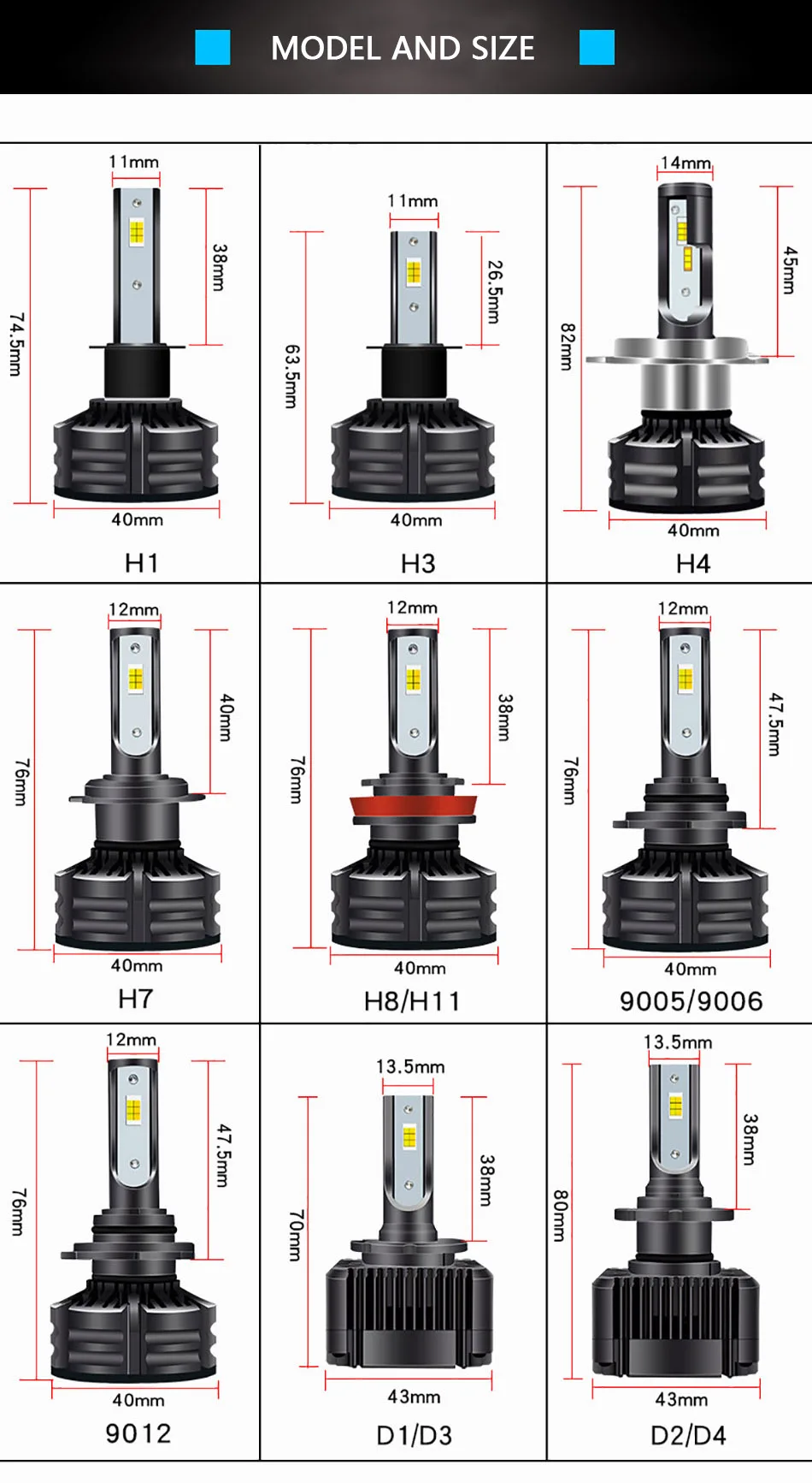 CARCTR светодиодный фар автомобиля D1s 10000LM H4 H7 H1 H9 H8 H11 9005 880 HB4 9006 Смарт часы три Цвет 3000K 43000K 6000K светодиодный противотуманные фары