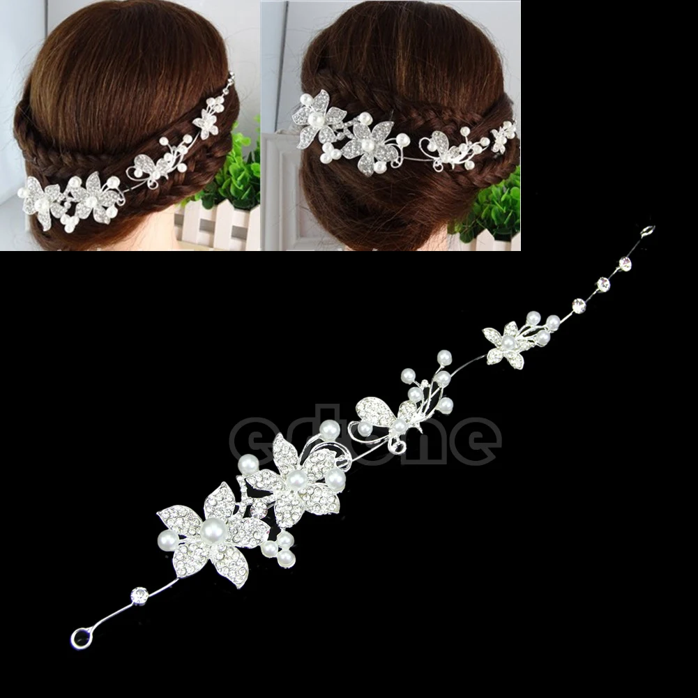 

Prom Party Bridal Flower Crystal Rhinestone Headband Hair Band Tiara Clear Crown