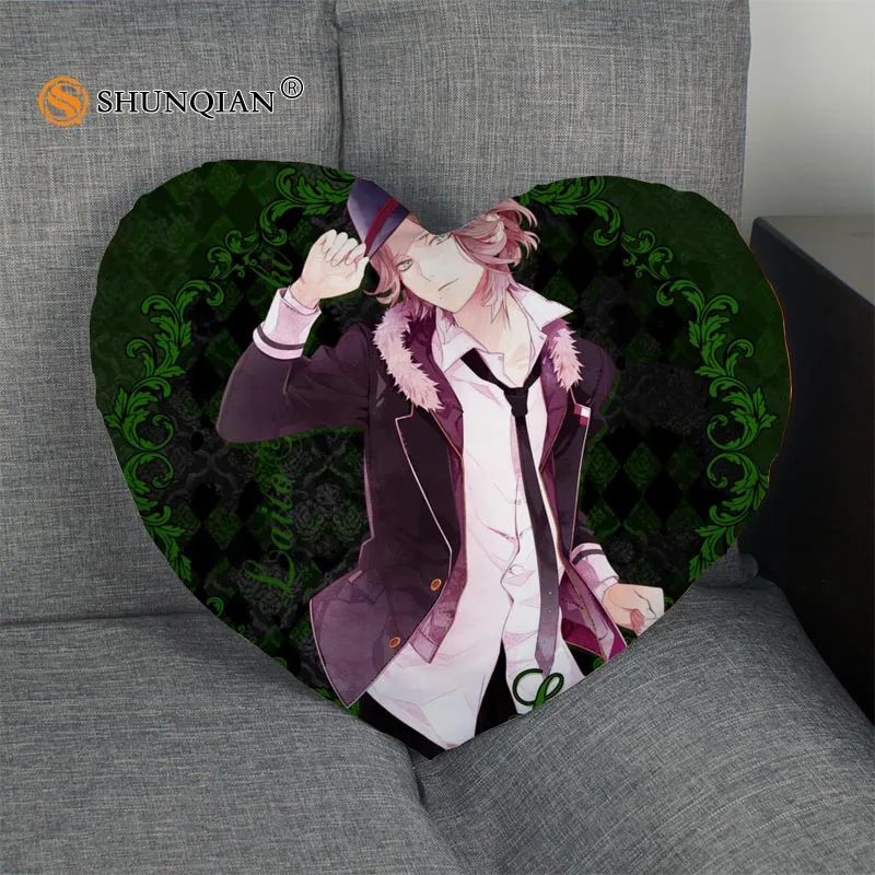 Красный Наволочка на заказ DIABOLIK LOVERS в форме сердца, Подушка на молнии, чехол, лучший подарок, размер 41x36 см, 47x42 см - Цвет: Красный