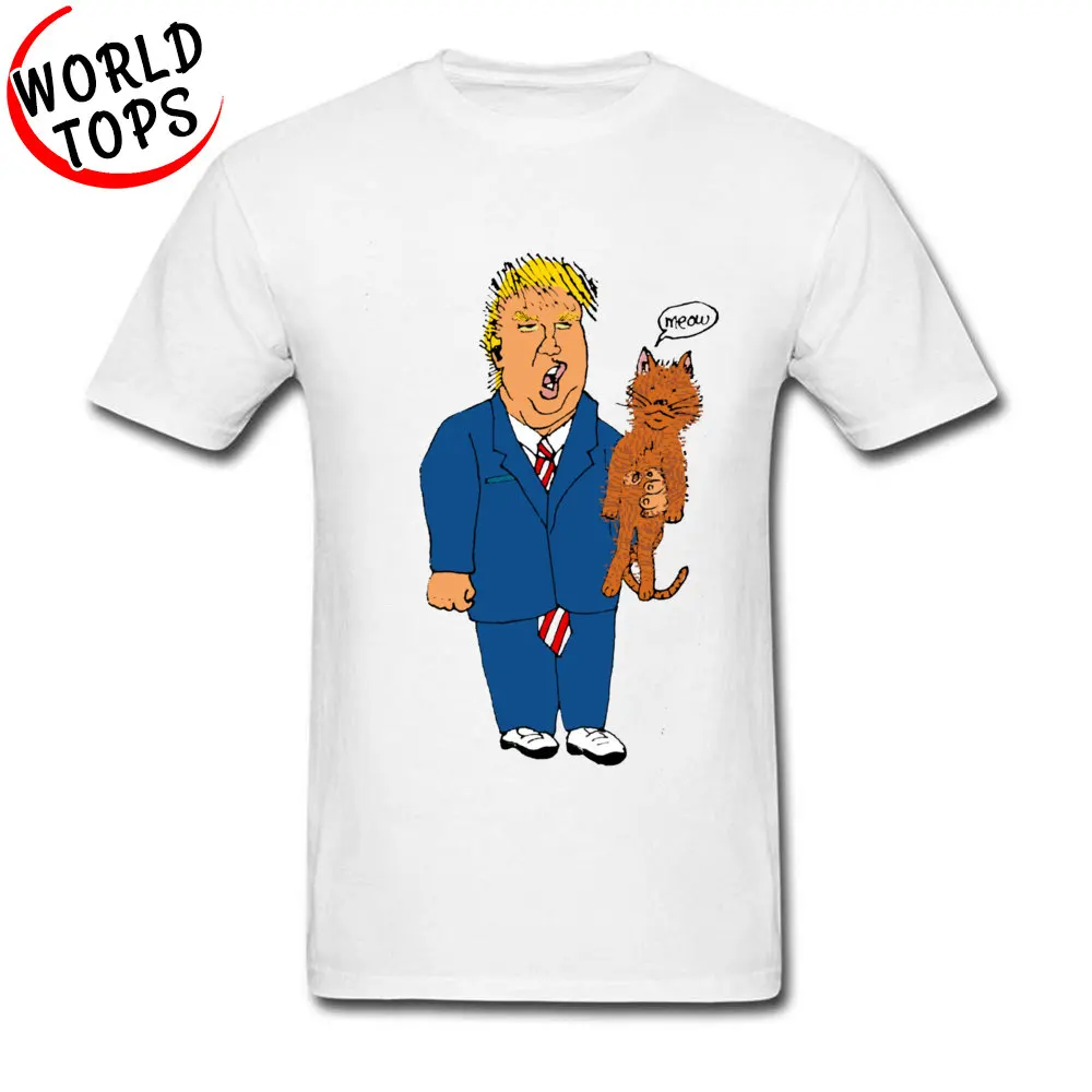 Дешевая забавная белая футболка с героями мультфильмов Трамп Кот коллекционер