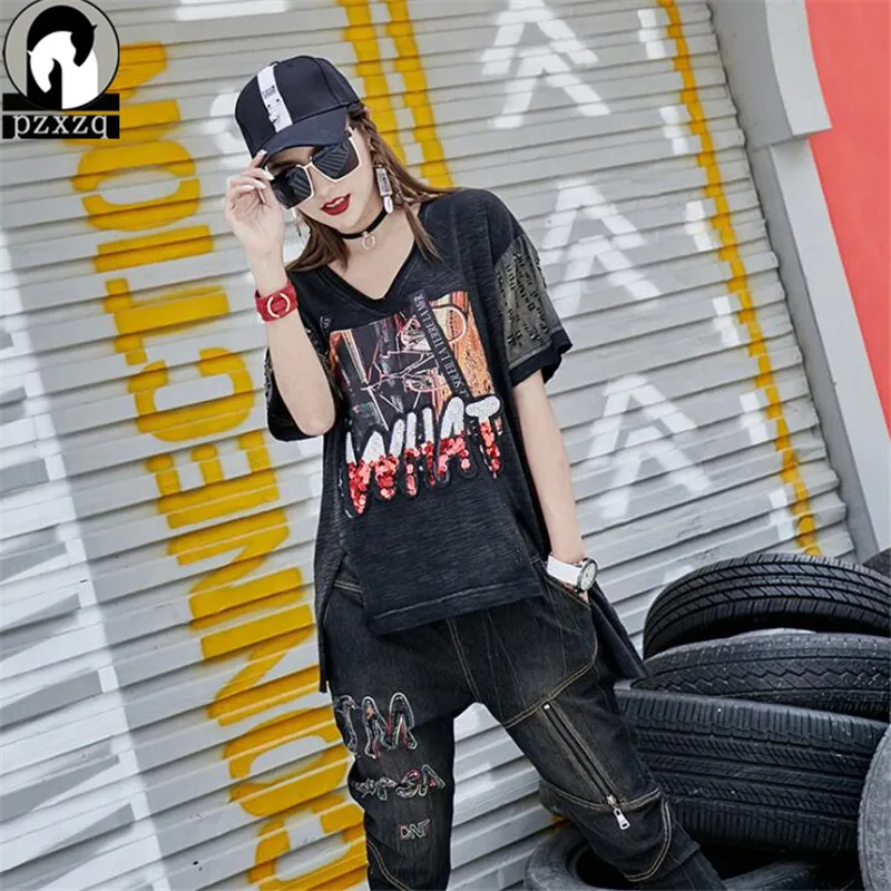 Новинка 2019 женская футболка в стиле Харадзюку хип-хоп повседневные летние топы с