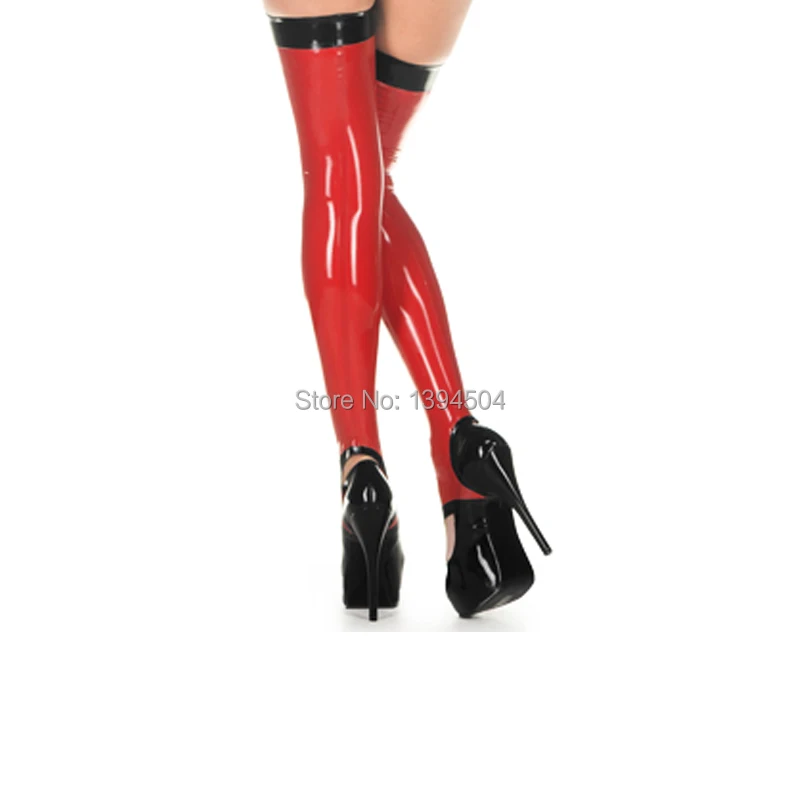 Экзотические готические женские латексные красные с черной отделкой пятки