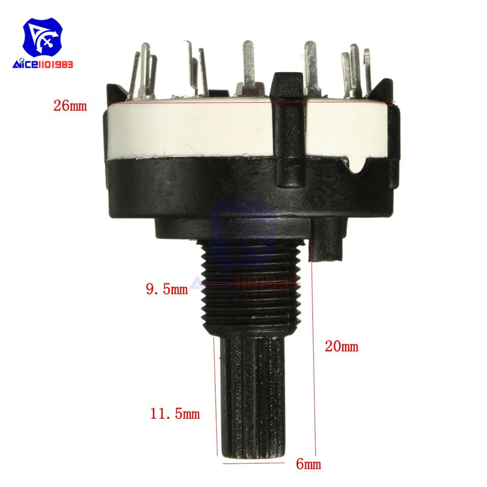 Rotary Switch 26mm Diameter 6mm Shaft 3 Knives 4 Files Adjustable Gear with Knob for Arduino | Электронные компоненты и