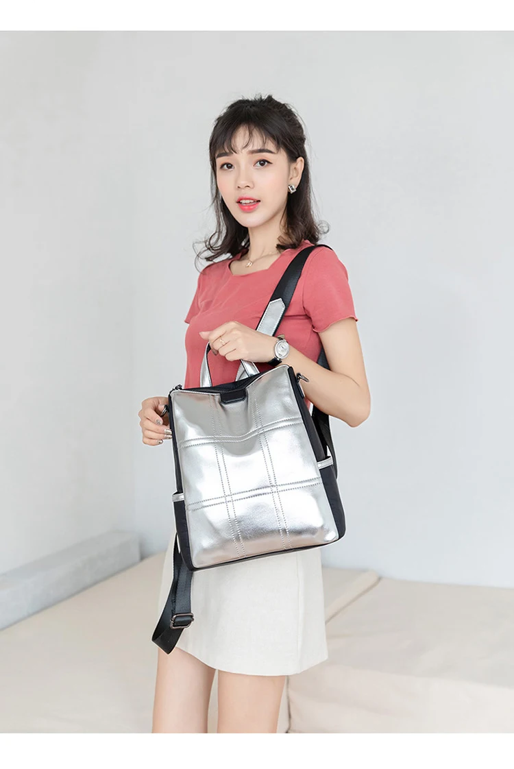 POMELOS Backpack Women Fashion School Backpack Travel New Arrival High Quality PU and Oxford Rucksack Women Luxury Backpack