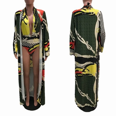 bodysuit and coverup Летний цельный купальник женский купальник бикини чехол с принтом Одежда поверх Купальника Купальный костюм саронг туники - Цвет: bodysuit and coverup