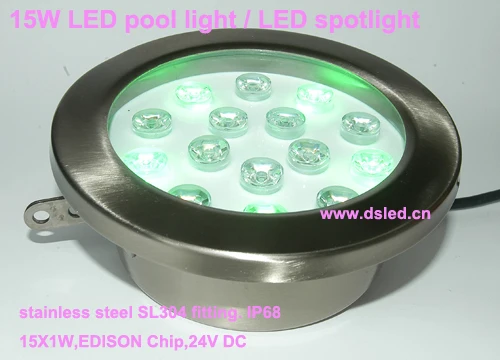 

15W underwater LED light,LED spotlight ,IP68,stainless steel SL304,good quality EDISON chip.2-year warranty,24V DC,DS-10-63-15W