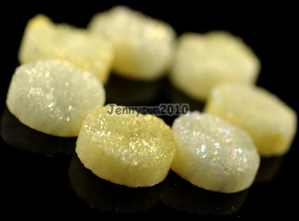 16 мм Желтый AB (без отверстия) Друза кварц Ag-ate плоский разъем Круглый Кабошон