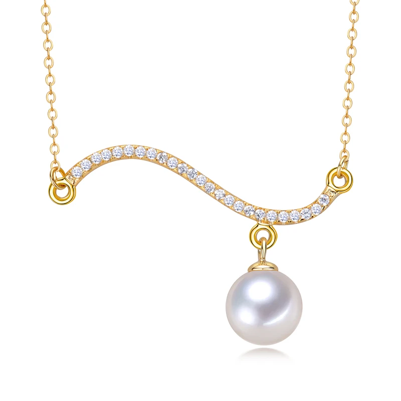 YUNRUO Natural Freshwater pearls pendant necklace S925 Silver Chain 18k Gold Plated woman Jewelry Pearl color can customize | Украшения и
