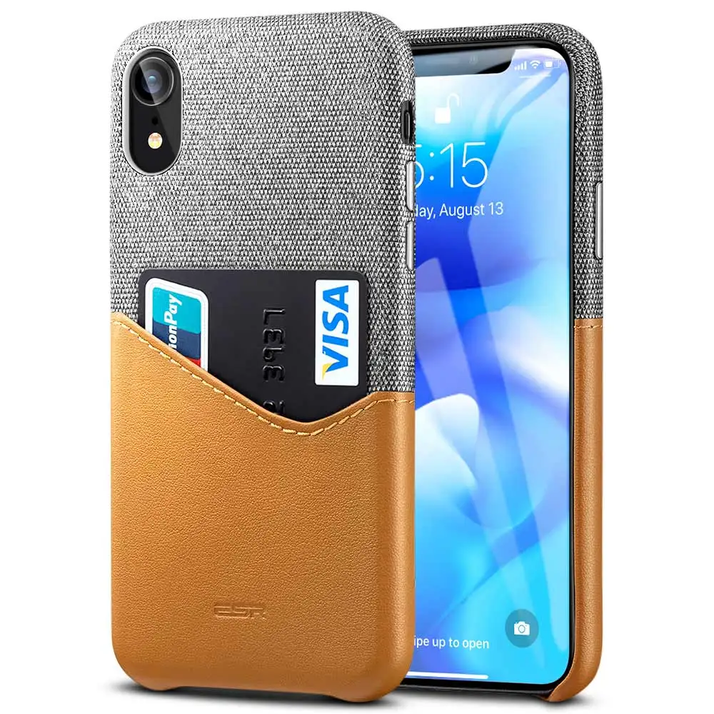 Чехол ESR для iPhone XR XS Max, высококачественный кожаный чехол с мягкой тканью, тонкий светильник, слот для карт, противоударный чехол для iPhone