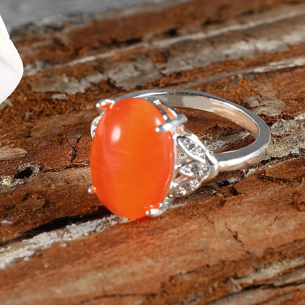 CHENGEN Charming personality clover red opal lady ring Exquisite women's ornaments Wedding party present | Украшения и