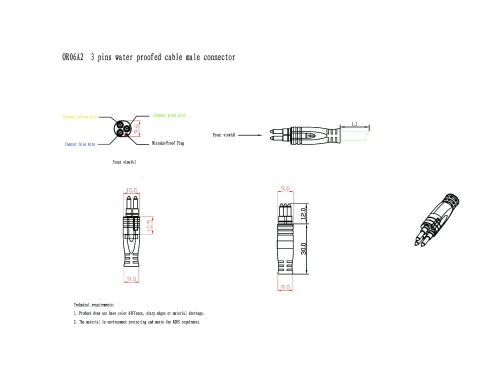 3-контактный мини Водонепроницаемый соединительный кабель удлинитель для ebike