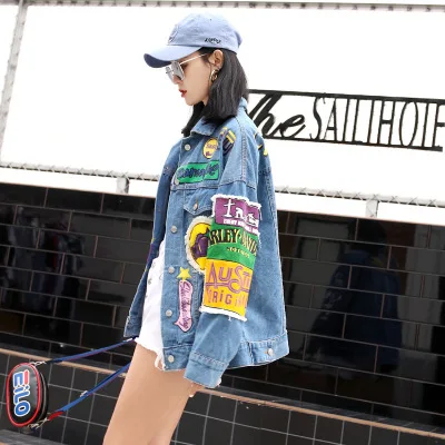 Джинсовая куртка с геометрическим рисунком 2021 ВИНТАЖНЫЕ пальто забавным принтом